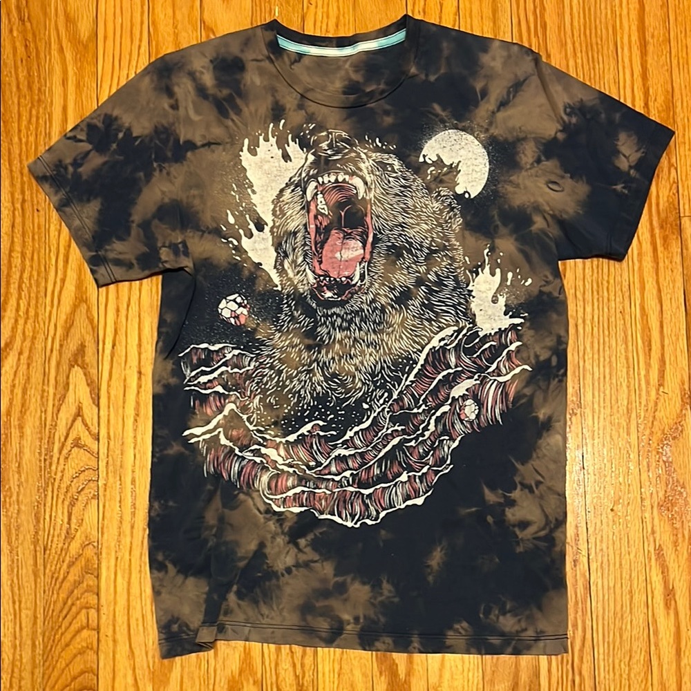 Graphic Bear Print Tie-Dye T-Shirt